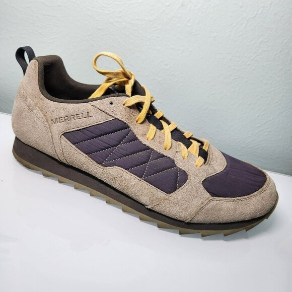 Merrell Men's 14 Running Shoe Alpine Training Sneaker Beige Blue Suede Lace Up - Picture 1 of 15